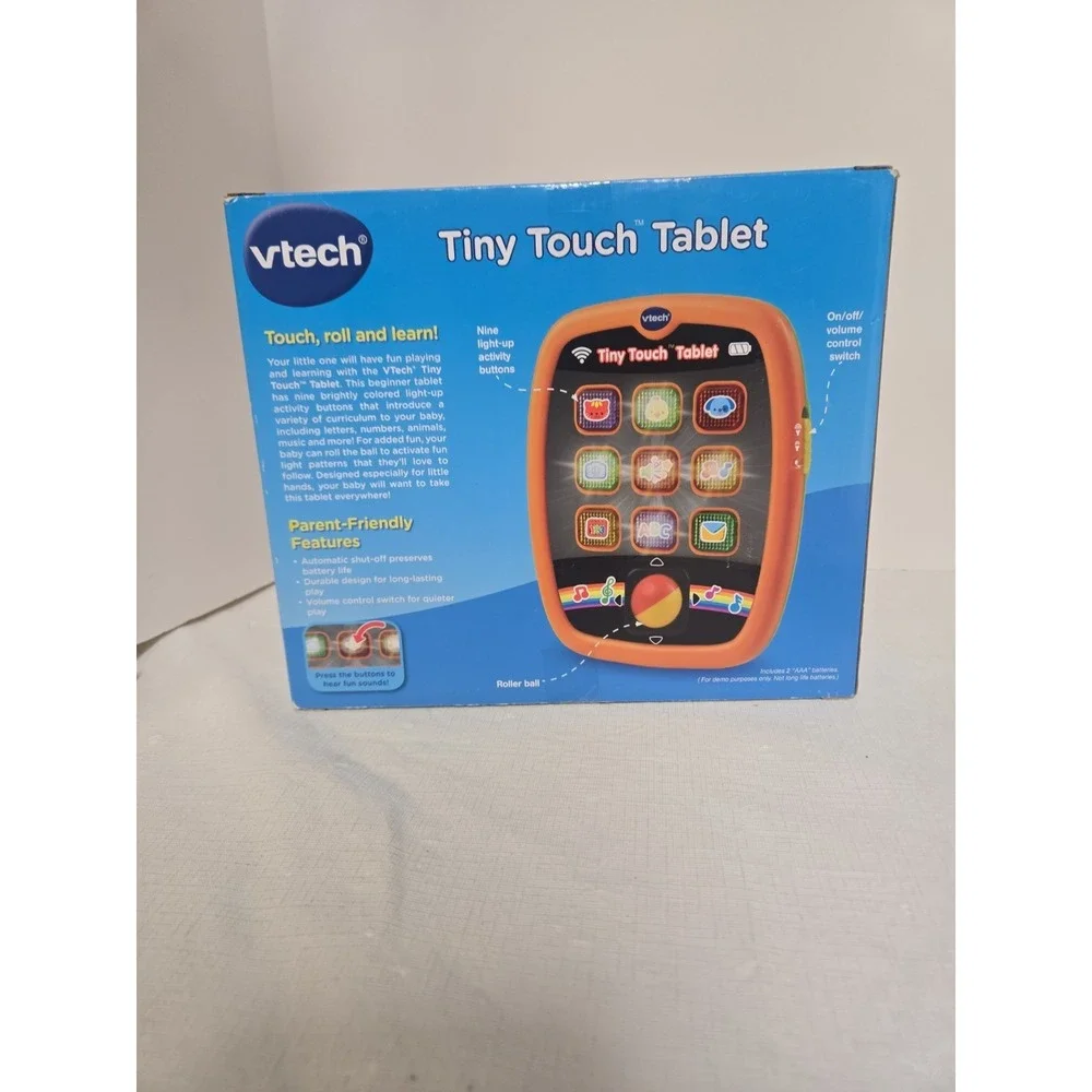 NEW! VTECH TINY TOUCH TABLET ORANGE 6-36 MONTHS ANIMALS MUSIC NUMBERS & LETTERS.